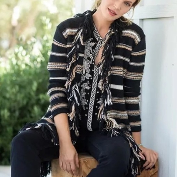 Johnny Was Sweaters - *NEW* JOHNNY WAS NWT ALPACA ADA FRINGED CARDIGAN